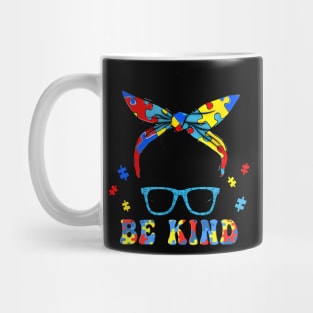 Be Kind Autism Awareness Messy Bun Girls Mug